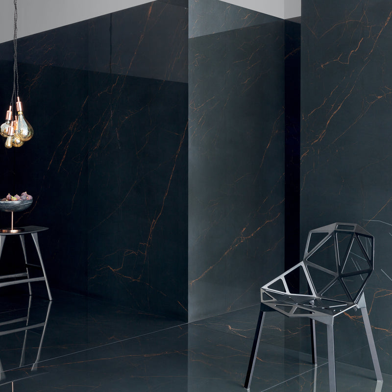 Amber Vein Black 96 x 48 (Polished)
